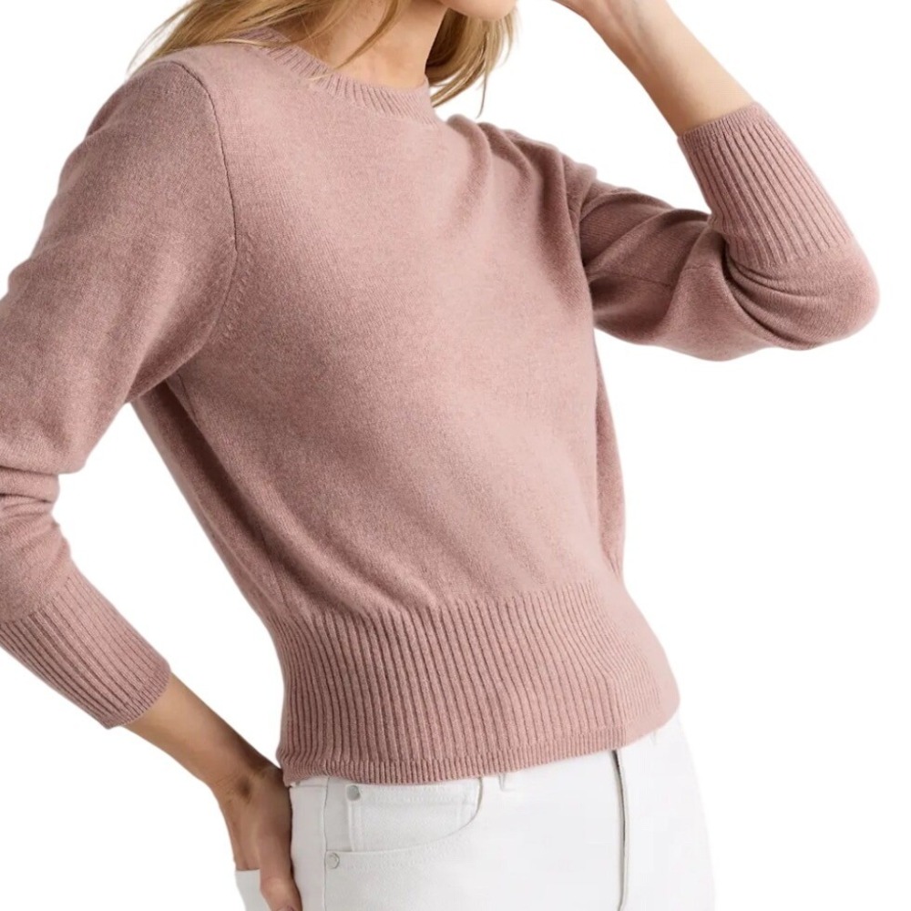 Quince Mongolian Cashmere Crewneck Sweater Womens XS Heather Vintage Pink